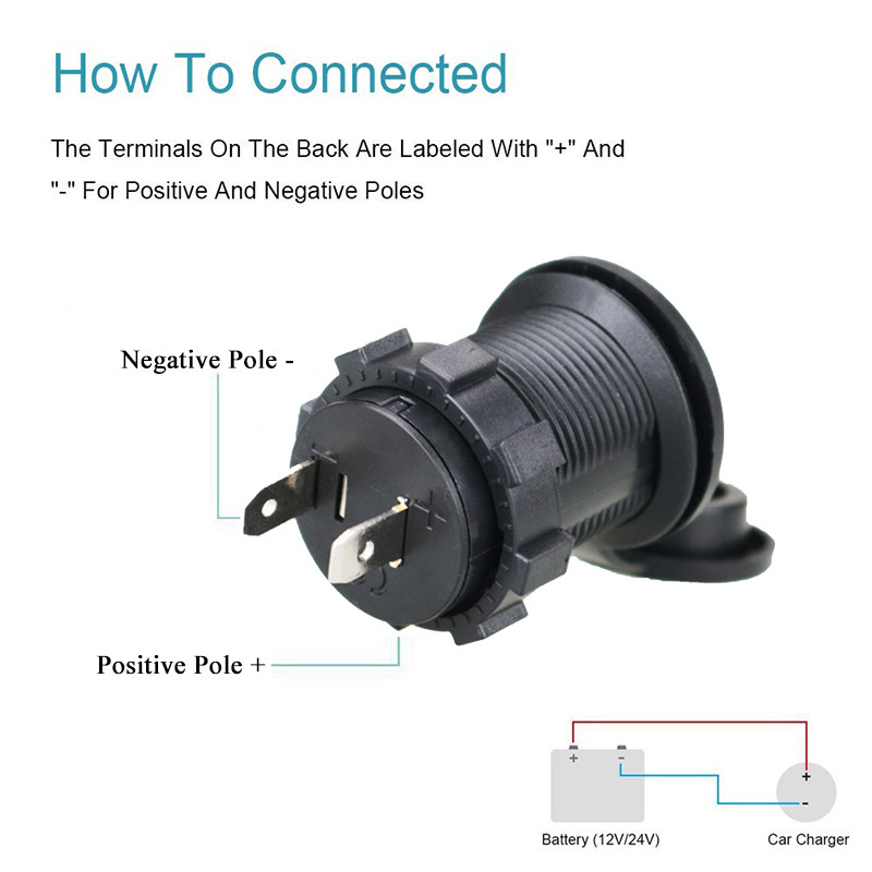 Adapter za automobilski upaljač s LED indikatorom Vodootporan Auto Marine Moto Utičnica za napajanje Utičnica za upaljač D4