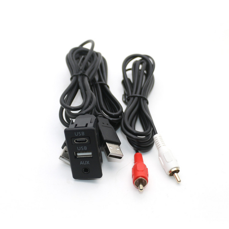 Univerzalna ploča za ugradnju u ploču s dva USB priključka tipa C, 3,5 mm AUX sučelje, produžni kabelski adapter za Toyotu VW