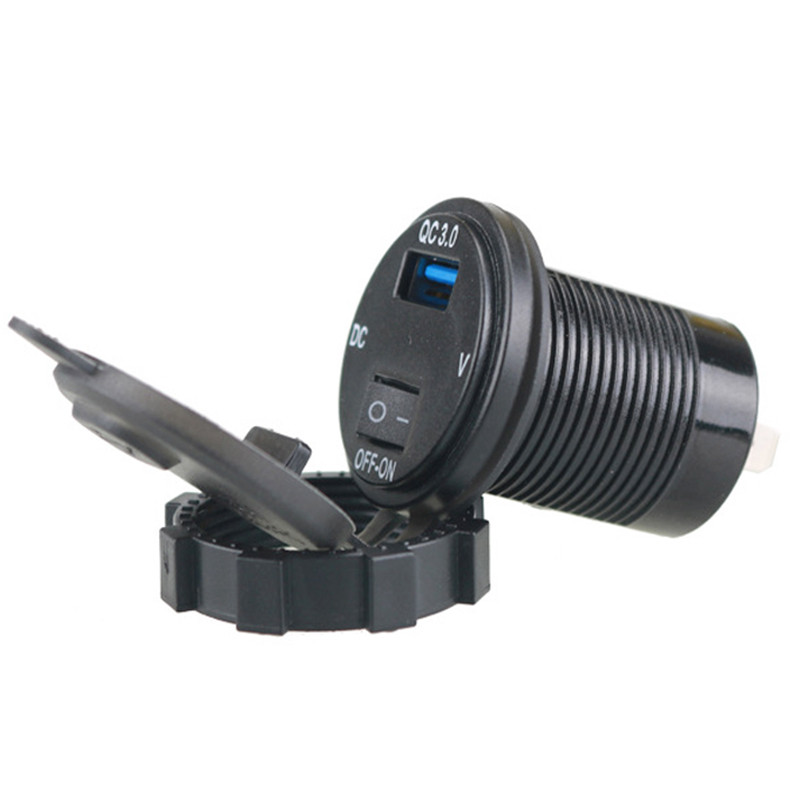 QC 3.0 Auto Motocikl USB Utičnica za punjač Utičnica LED Digitalni voltmetar 12V/24V Brod Motocikl Utičnice za upaljač