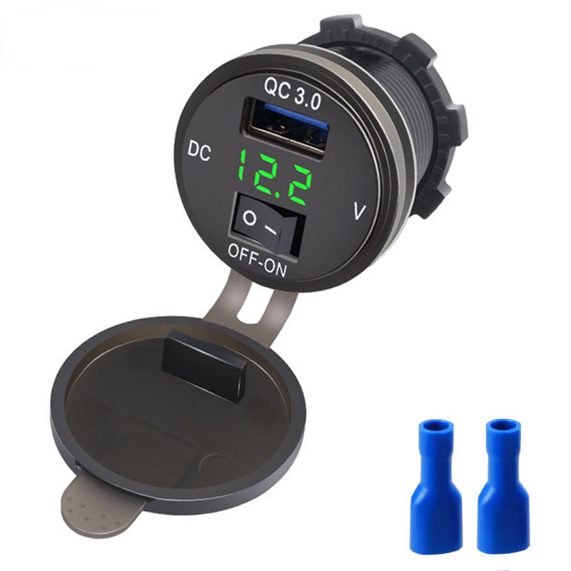 QC 3.0 Auto Motocikl USB Utičnica za punjač Utičnica LED Digitalni voltmetar 12V/24V Brod Motocikl Utičnice za upaljač