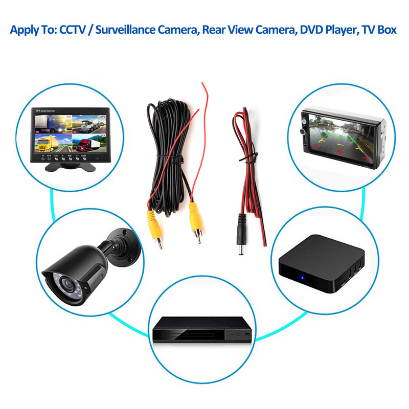 JIEPIE RCA videopikenduskaabel AV-kaabel isane-isa koos päästikujuhtmega tahavaate tagavaatekaamera auto multimeediumimonitori jaoks