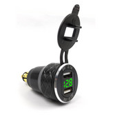 Μεταλλικό κέλυφος από κράμα αλουμινίου CNC μοτοσικλέτα διπλού φορτιστή USB Υποδοχή DIN 4,2A Voltmeter για BMW Μοτοσικλέτα 12-24V Κόκκινο Μπλε Πράσινο