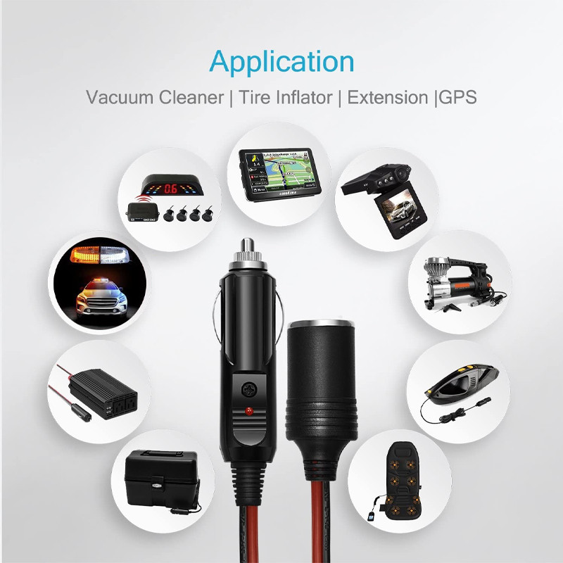 12V 10A autós szivargyújtó aljzat hosszabbító kábel kábel 2M/5M dugós csatlakozó aljzathoz hosszabbító kábelkocsi belső