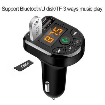 Συμβατό με Bluetooth 5.0 FM Transmitter Car Kit MP3 Modulator Player Ασύρματο handsfree δέκτη ήχου Διπλός γρήγορος φορτιστής USB