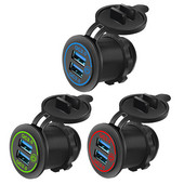 QC 3.0 Priză de încărcare USB dublă cu comutator tactil Impermeabil 12V/24V 36W Priză USB de încărcare rapidă Kit de bricolaj pentru mașină, barcă, autobuz marin