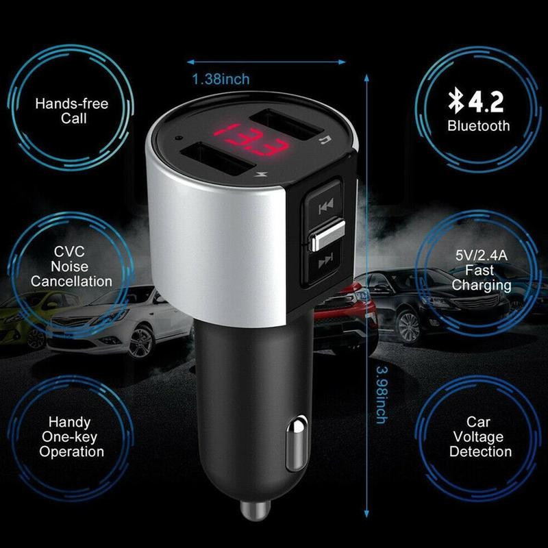Transmițător FM Bluetooth Modulator Aux Audio Dual USB Încărcător rapid pentru mașină Apelare Mâini libere Bluetooth Kit auto Radio auto MP3 Player
