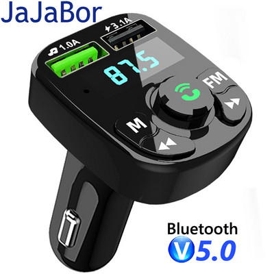 JaJaBor FM raidītājs automašīnas MP3 atskaņotājs TF karte U diska atskaņošana 3.1A USB automašīnas lādētājs brīvroku Bluetooth 5.0 automašīnas komplekts FM modulators