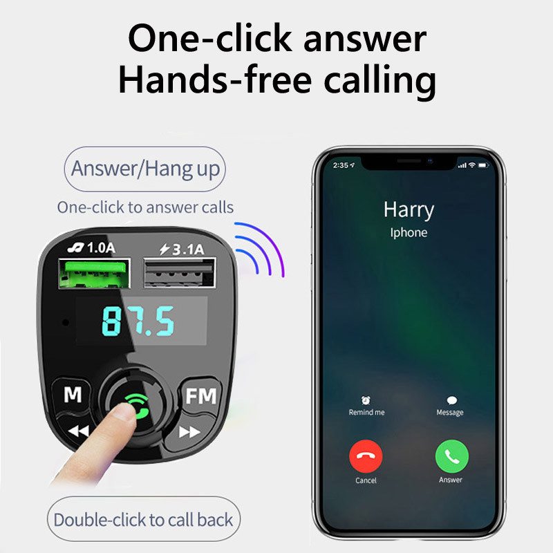 JaJaBor FM raidītājs automašīnas MP3 atskaņotājs TF karte U diska atskaņošana 3.1A USB automašīnas lādētājs brīvroku Bluetooth 5.0 automašīnas komplekts FM modulators