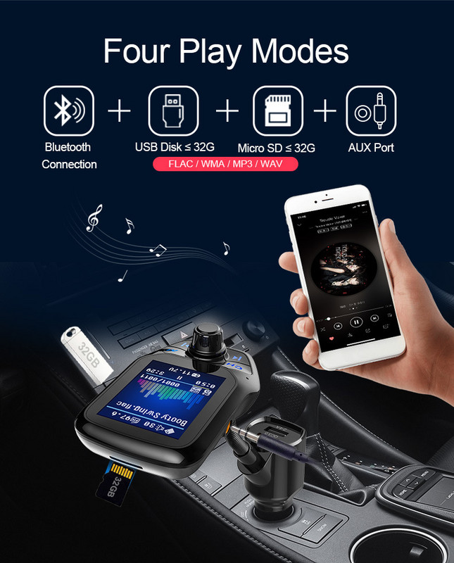 JINSERTA 2022 Auto MP3 prehrávač hudby Bluetooth 5.0 prijímač FM vysielač Dual USB QC3.0 nabíjačka U disk / TF karta bezstratová hudba