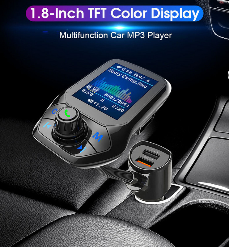 JINSERTA 2022 Auto MP3 prehrávač hudby Bluetooth 5.0 prijímač FM vysielač Dual USB QC3.0 nabíjačka U disk / TF karta bezstratová hudba