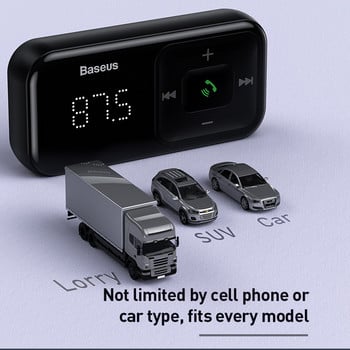 Baseus Car FM Transmitter Συμβατό με Bluetooth 5.0 USB Car Charger AUX Handsfree Wireless Kit Auto Radio Modulator MP3 Player