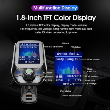 Πομπός FM Handsfree Bluetooth Car Kit Συσκευή αναπαραγωγής MP3 με διπλό φορτιστή αυτοκινήτου USB Διαμορφωτής πομπού FM U Disk / Κάρτα TF