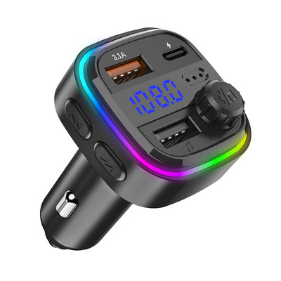 Ouspow Bluetooth 5.0 Transmițător audio pentru mașină Transmițător FM Bluetooth fără fir Receptor audio AUX Player MP3 Kit auto Mâini libere