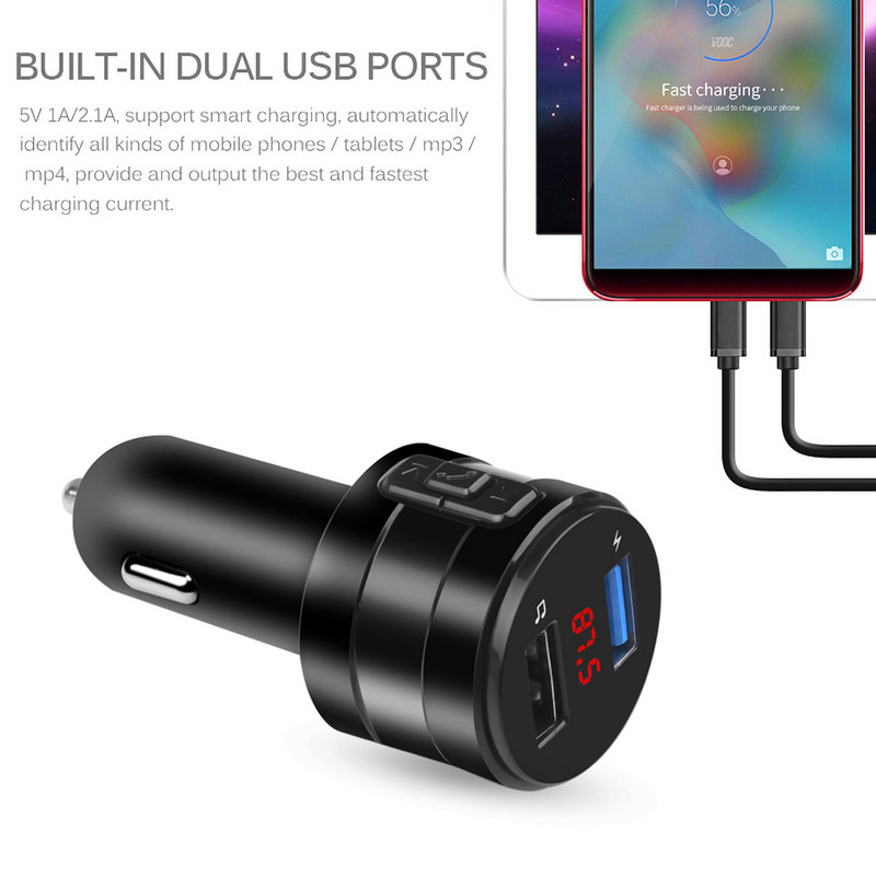 Αυτοκίνητο Bluetooth FM Transmitter Modulator 3.1A Διπλές θύρες USB Προσαρμογέας φορτιστή αυτοκινήτου Συσκευή αναπαραγωγής MP3 Ασύρματο κιτ Handfree δέκτη ήχου