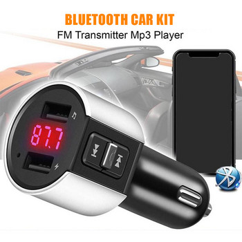 Συμβατός με Bluetooth Πομπός FM Audio Aux Modulator Διπλός USB γρήγορος φορτιστής αυτοκινήτου Handsfree Calling Car Kit Ραδιόφωνο αυτοκινήτου MP3 Player