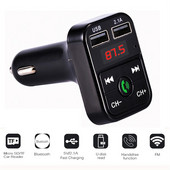 Transmițător FM pentru mașină Receptor audio fără fir compatibil Bluetooth 5.0 Apel mâini libere 2.1A 1A Încărcător rapid USB dublu Mp3 Player