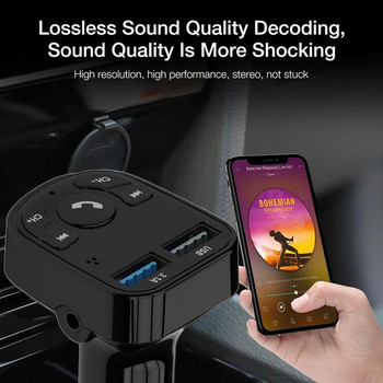 Автомобилен FM трансмитер Безжично хендсфри Bluetooth 5.0 аудио приемник Автоматичен MP3 плейър 3.1A Dual USB бързо зарядно Аксесоари за кола