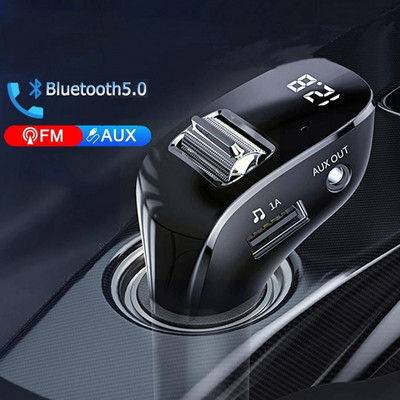 Автомобилен FM трансмитер Bluetooth-съвместим 5.0 AUX Handsfree Безжичен автомобил Dual USB зарядно за кола Автоматично радио FM модулатор MP3 плейър