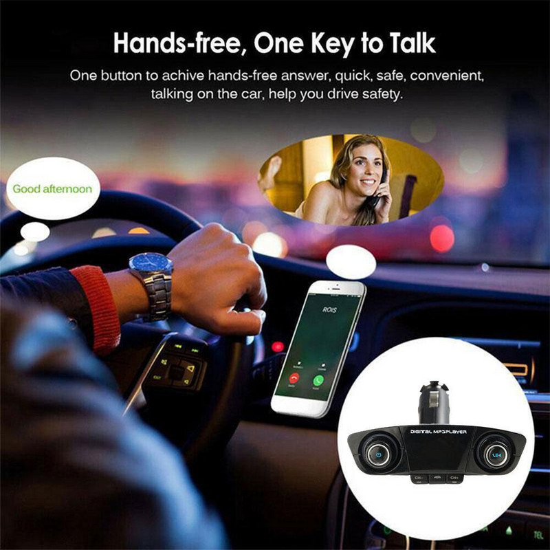 Ecran LED Transmițător FM Modulator Aux Bluetooth 4.0 Set auto Mâini libere Player MP3 audio pentru mașină cu încărcare inteligentă Dual USB Car Charge