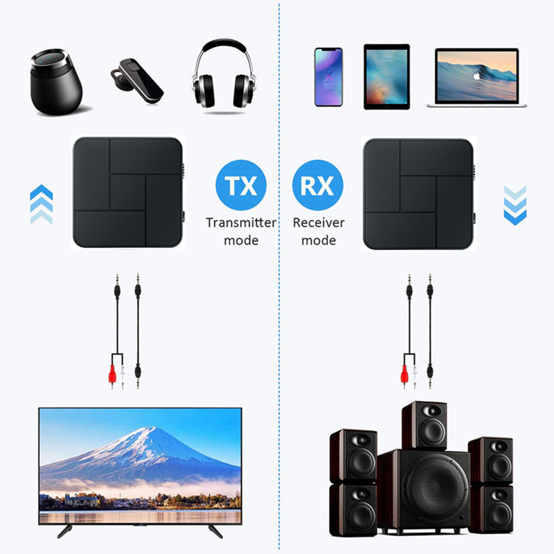 KN326 Transmițător audio Bluetooth 5.0 Receptor 3,5 mm mufă AUX RCA Adaptor audio pentru muzică fără fir cu microfon pentru căști pentru mașină PC TV