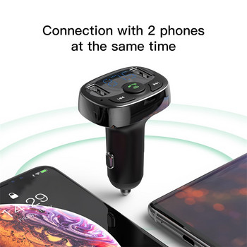 Baseus FM трансмитер Bluetooth-съвместим хендсфри комплект за кола за мобилен телефон MP3 плейър с 3.4A двойно USB зарядно за телефон за кола