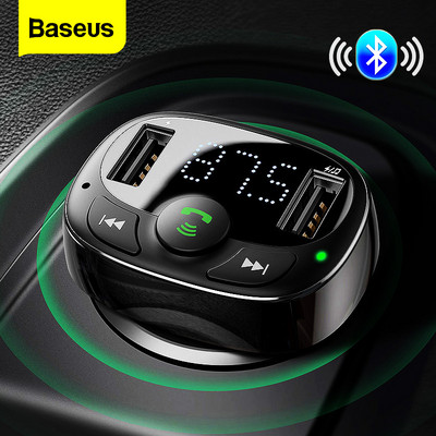 Πομπός Baseus FM συμβατό με Bluetooth Handsfree Car Kit για κινητό τηλέφωνο MP3 Player με διπλό φορτιστή τηλεφώνου αυτοκινήτου USB 3,4A