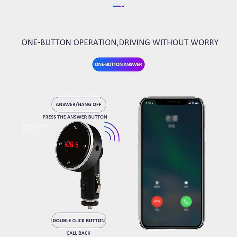 Πομπός Fm Αυτοκινήτου Ασύρματο Bluetooth Συμβατό με Fm Radio Modulator Kit Φορτιστής αυτοκινήτου Handsfree Audio Car Aux Mp3 Music Player USB