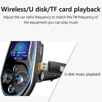 JaJaBor Car FM Transmitter MP3 Player AUX Audio Receiver QC3.0 Type C Γρήγορη φόρτιση Φορτιστής USB Handsfree Bluetooth 5.0 Car Kit