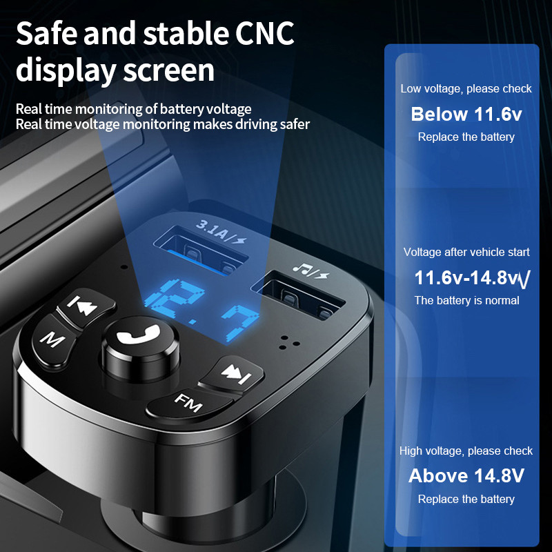 Transmițător FM Bluetooth Bluetooth 5.0 Receptor FM pentru mașină Player MP3 automat DC 12V-24V Încărcător rapid USB Accesorii auto