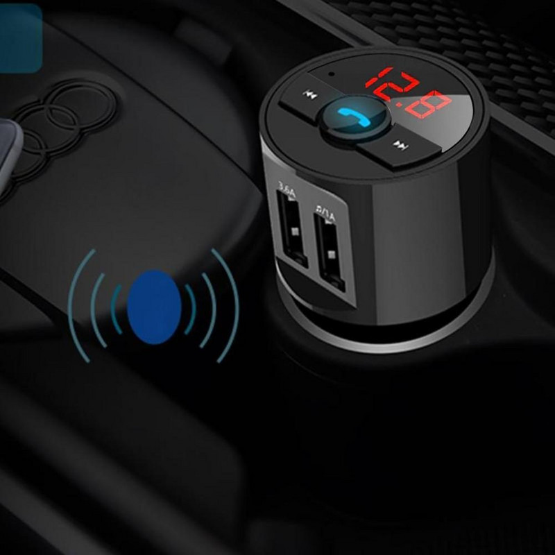 Încărcător rapid USB 2.1A Kit compatibil Bluetooth Transmițător FM Modulator Audio Muzică Mp3 Player Telefon Wireless Handsfree Carkit