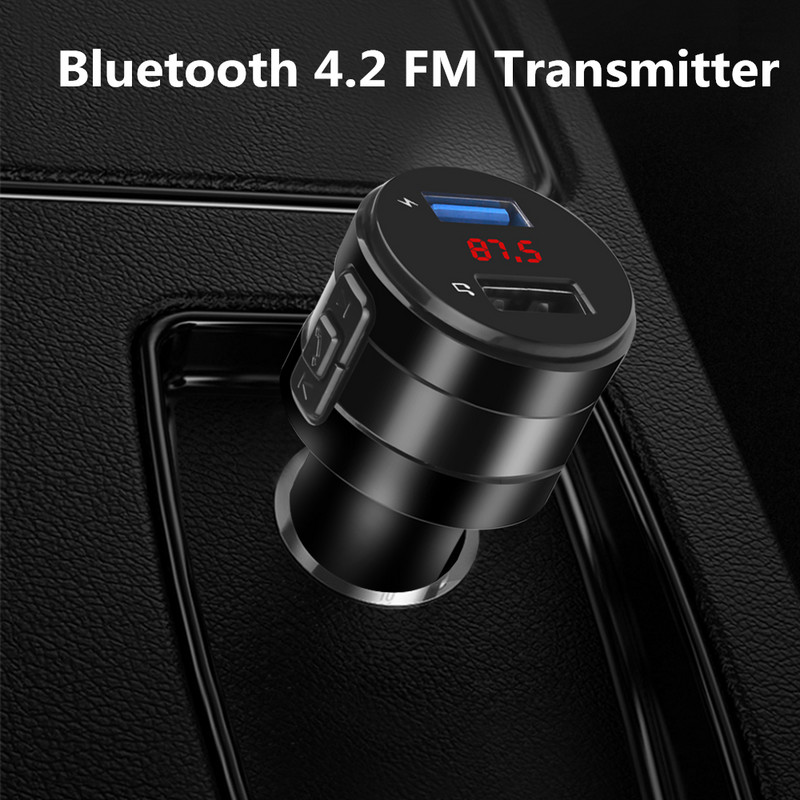 Transmițător FM Bluetooth 4.2 2.1A Modulator porturi USB duale Încărcător auto Încărcător MP3 Player Handsfree Adaptor brichetă
