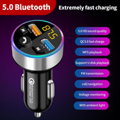 Transmițător FM Bluetooth 5.0 Adaptor Draadloze Mic Audio pentru receptor automat Auto MP3 Player Încărcător rapid USB dublu Accesorii auto