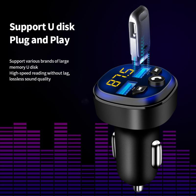 Transmițător FM Bluetooth 5.0 Adaptor Draadloze Mic Audio pentru receptor automat Auto MP3 Player Încărcător rapid USB dublu Accesorii auto