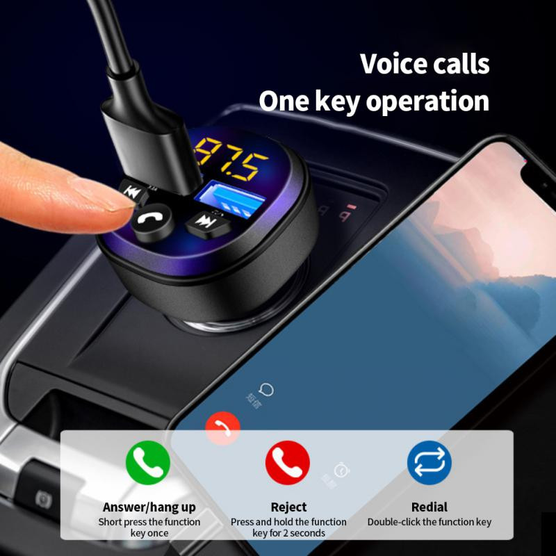 Transmițător FM Bluetooth 5.0 Adaptor Draadloze Mic Audio pentru receptor automat Auto MP3 Player Încărcător rapid USB dublu Accesorii auto