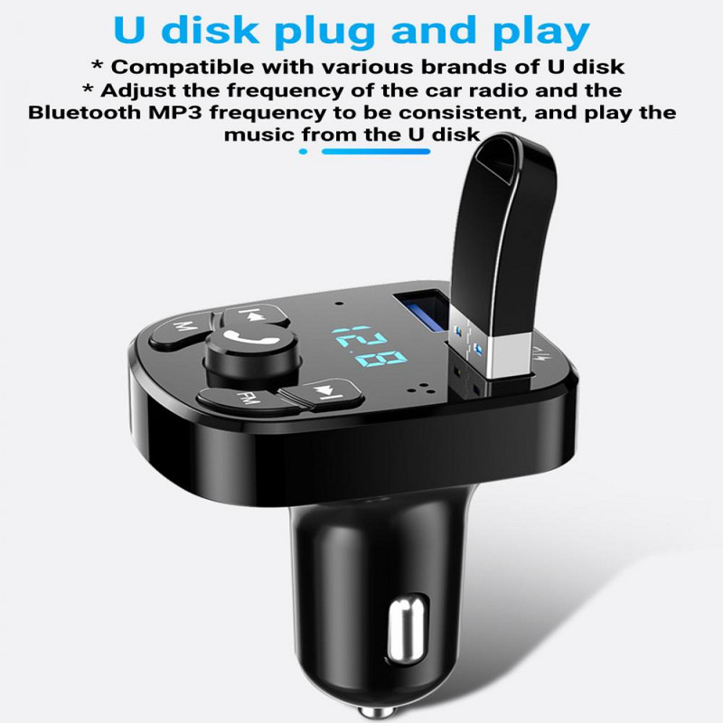 Bluetooth 5.0 Automobilski Handsfree MP3 Modulator Player Bežični Handsfree FM odašiljač Auto Kit Dual USB brzi punjač ZA AUTO