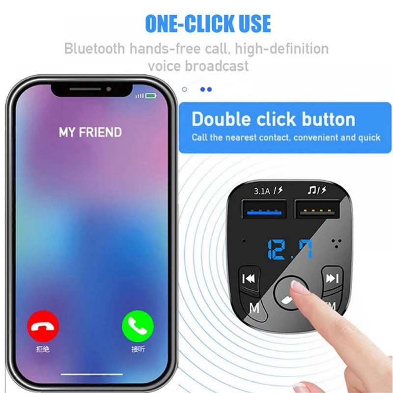 Bluetooth 5.0 Automobilski Handsfree MP3 Modulator Player Bežični Handsfree FM odašiljač Auto Kit Dual USB brzi punjač ZA AUTO