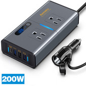 NOU 200W Invertor auto 12V DC la 110V AC Convertor de putere Afișaj LED 4 porturi USB Pure Sine Wave Încărcare rapidă Invertor pentru mașină