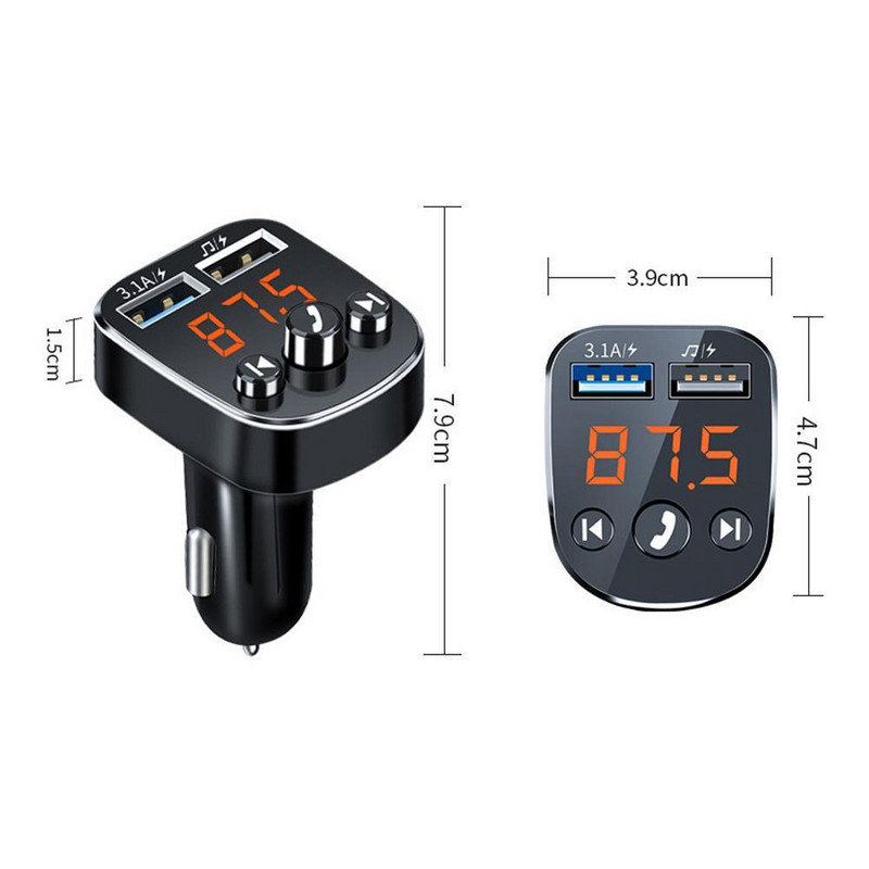 Auto MP3-mängija Bluetooth 5.0 vastuvõtja Muusika U kettatarvikud 5V topelt-USB QC3.0 voltmeeter Käsipuu tüüp Kohanda erinevate liidestega