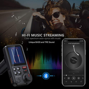 1 бр Bt93 Автомобилен Bluetooth-съвместим FM трансмитер Mp3 музикален плейър Голям микрофон USB Възпроизвеждане на музика QC3.0 Аксесоари за бързо зарядно устройство