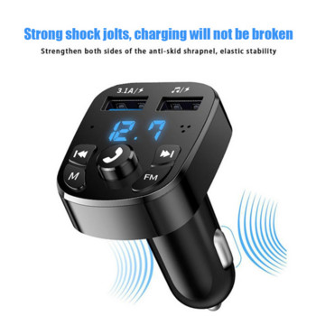 Αυτοκίνητο Handsfree Bluetooth συμβατό με πομπό 5.0 FM Car Kit MP3 Modulator Player Handsfree Audio Receiver 2 USB Fast Charger