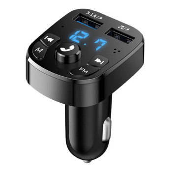 Автомобилен хендсфри, съвместим с Bluetooth 5.0 FM трансмитер Автомобилен комплект MP3 модулатор Плейър Хендсфри аудио приемник 2 USB бързо зарядно