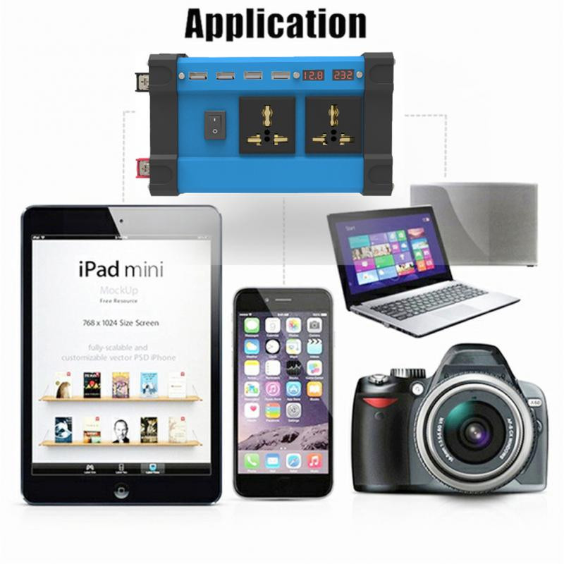 4000 W automobilio maitinimo keitiklis skaitmeninis LED ekranas DC 12V į AC 220V/110V modifikuotas sinusinės bangos keitiklis Saulės energijos keitiklis Automobilių inverteriai