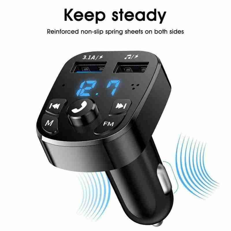 Συμβατό με Bluetooth Πομπός FM Κιτ Car Player Card Card Charger Car Quick 3.0 Dual USB Voltmeter Aux 12V 24V Car Transmitter