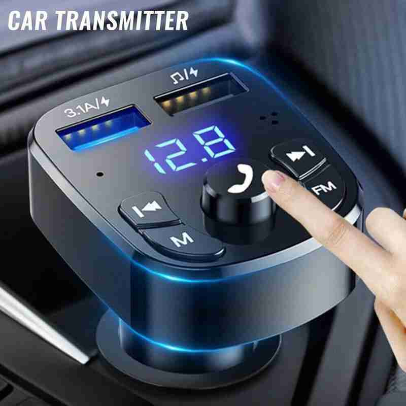 Συμβατό με Bluetooth Πομπός FM Κιτ Car Player Card Card Charger Car Quick 3.0 Dual USB Voltmeter Aux 12V 24V Car Transmitter