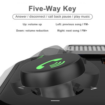 Bluetooth 5.0 Fm трансмитер Bluetooth за кола Aux One Key Bass Car Mp3 Player Big Mic Usb Music Play Qc Pd20w Car Charger