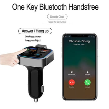 Bluetooth 5.0 Fm трансмитер Bluetooth за кола Aux One Key Bass Car Mp3 Player Big Mic Usb Music Play Qc Pd20w Car Charger