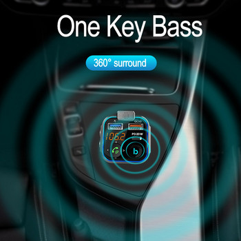 Πομπός Bluetooth 5.0 Fm Bluetooth για αυτοκίνητο Aux One Key Bass Car Mp3 Player Big Mic Usb Music Αναπαραγωγή Qc Pd20w Φορτιστής αυτοκινήτου