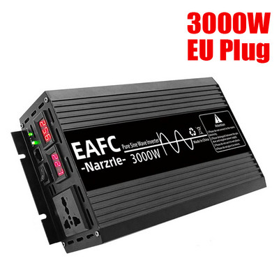 2000W/3000W/4000W Invertor pentru mașină acasă 12V 220V Invertor cu undă sinusoială pură Transformator de tensiune Convertor de putere Invertire