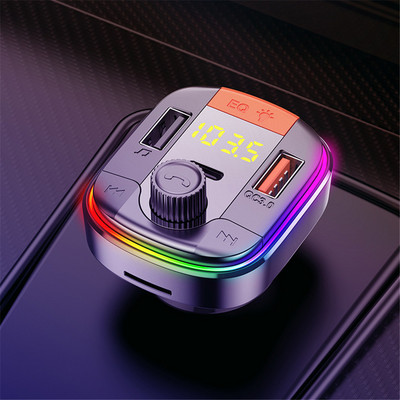 Bluetooth 5.0 automobilski FM odašiljač Bežični LED odašiljač MP3 player Handsfree Fm modulator PD QC 3.0 USB auto punjač RGB svjetla