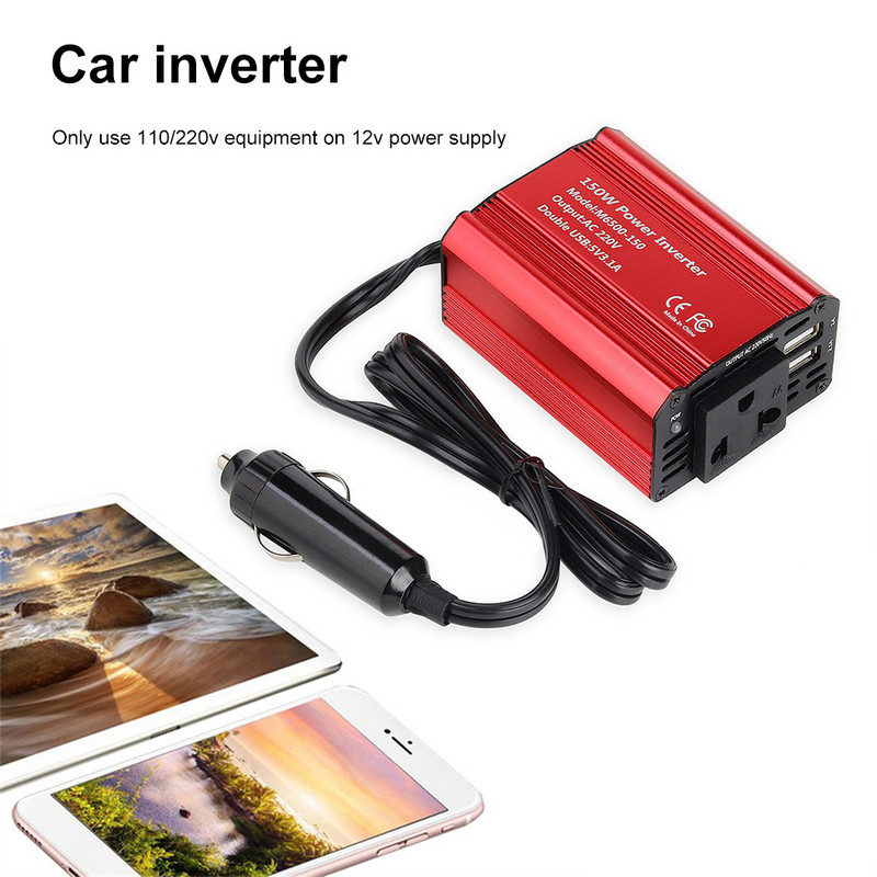 150W auto punjač pretvarač adapter mali prijenosni 12V 110V/220V čisti sinusni inverter s ventilatorom za hlađenje EU US utičnica